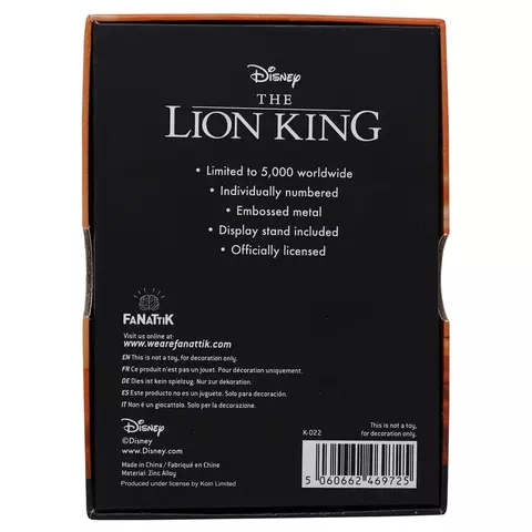 Reservar Lingote Lion King Disney Edición Limitada Fanattik Limitada