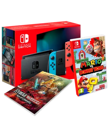 Nintendo Switch JoyCon Neón Azul/Rojo + Mario Vs. Donkey Kong