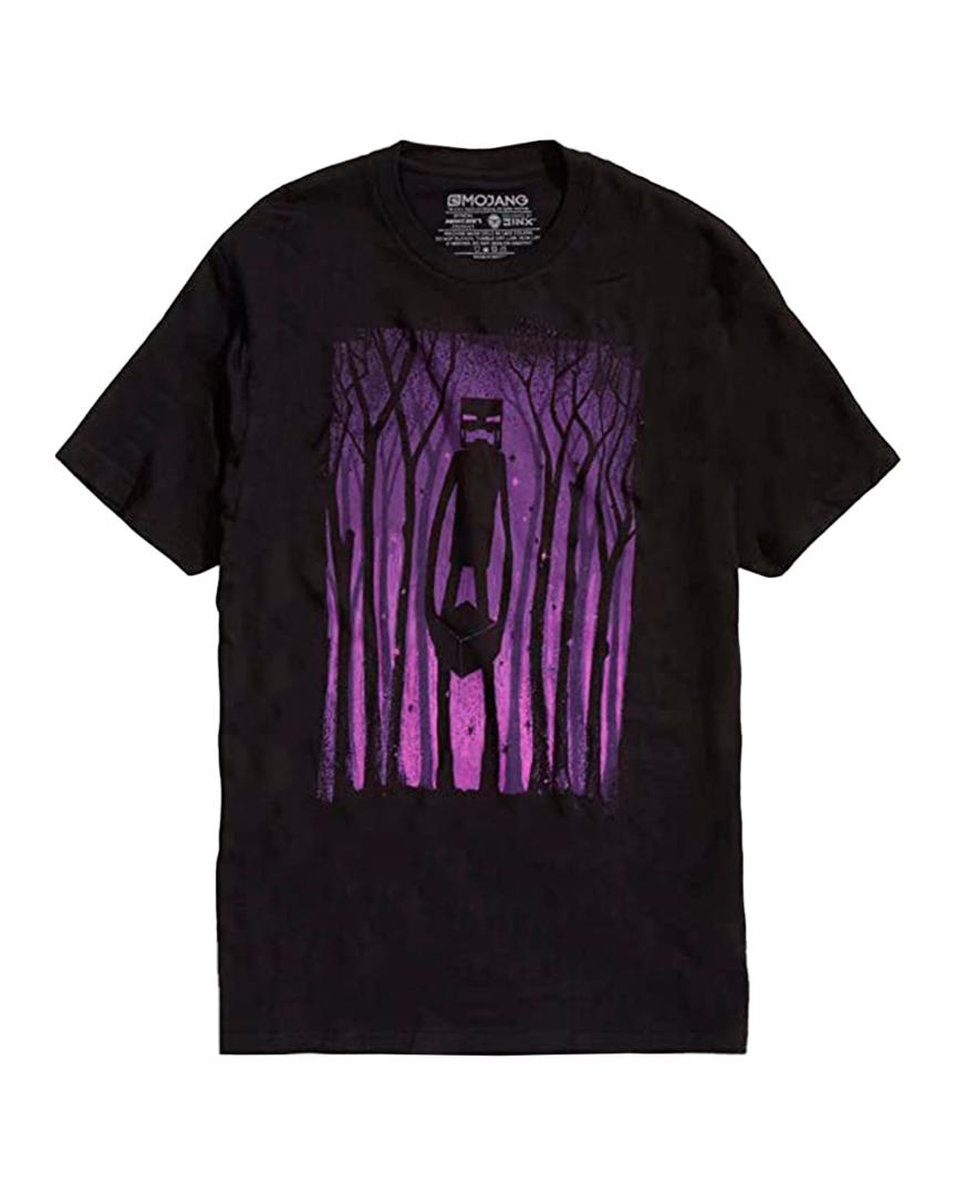 Camiseta Negra Enderman Minecraft Talla 9-10 Años