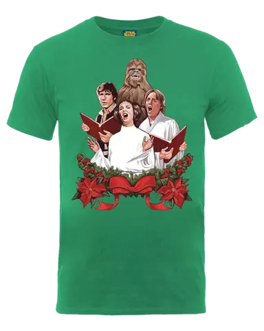 Camiseta Christmas Carols Star Wars Verde Talla XL