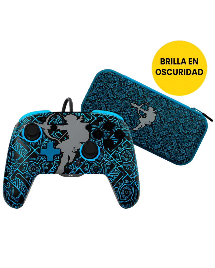 Mando con Cable Link Remath Glow TLOZ + Funda Link Glow Deluxe Travel Case TLOZ