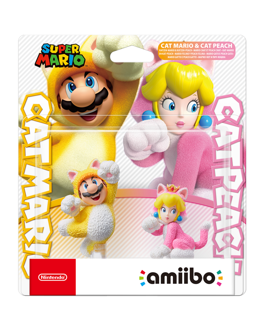 Figura Amiibo Mario Felino y Peach Felina