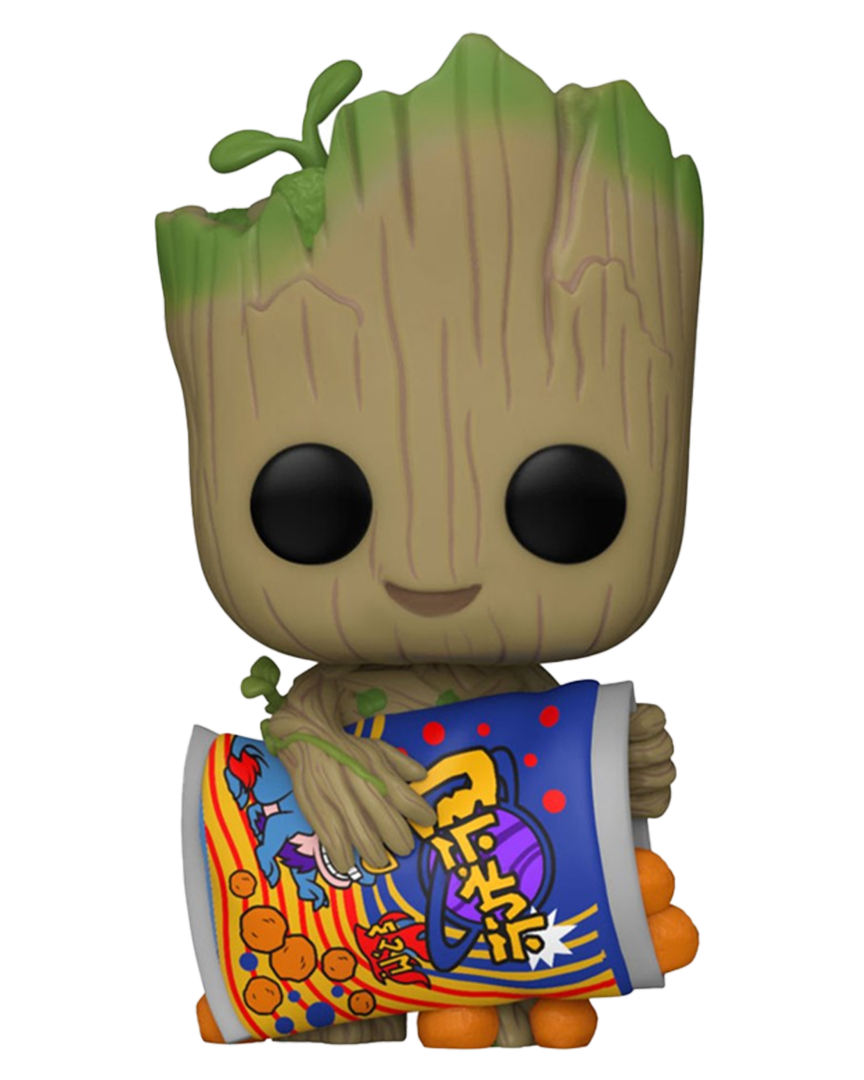 Figura POP! Groot con puffs sabor a queso Yo soy Groot Marvel 9cm