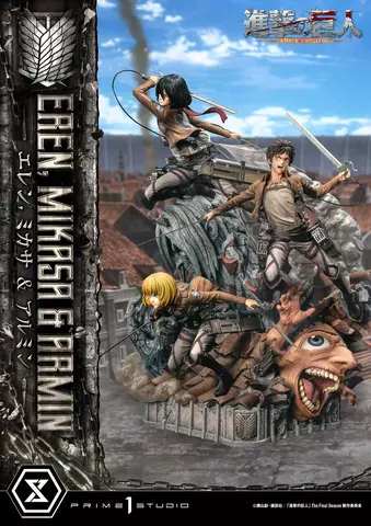 Comprar Estatua Eren, Mikasa, & Armin Attack on Titan 72 cm Figuras de Videojuegos