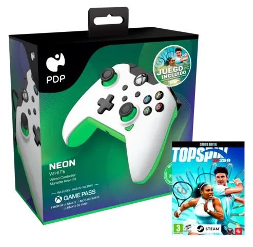 Comprar TopSpin 2K25 (Código de descarga) + Mando Neon White Licenciado con Cable PC Pack mando - Digital