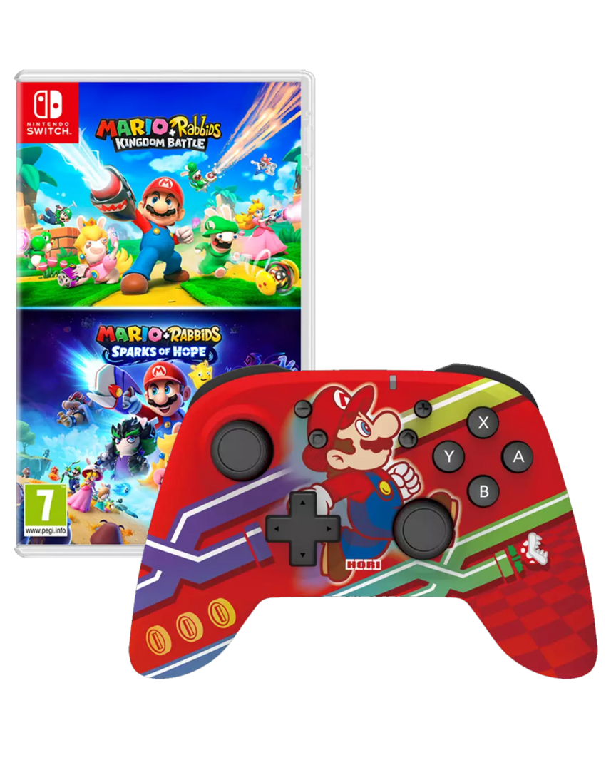 Mando Horipad Wireless Mario + Mario & Rabbids Pack Doble