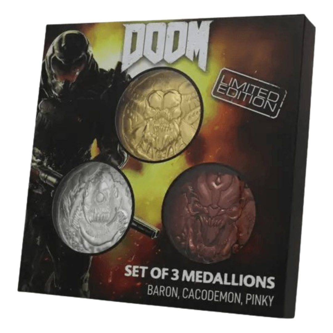 Doom set colección de 3 medallones modo arcade fanattik