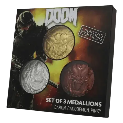 Reservar DOOM Set Colección de 3 Medallones Modo Arcade Fanattik  Limitada