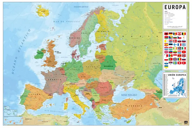 Poster Mapa Europa Es Fisico Politico