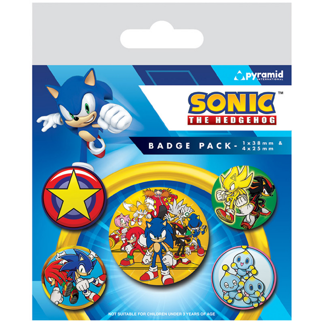 Sonic: the hedgehog - pack de chapas speed team