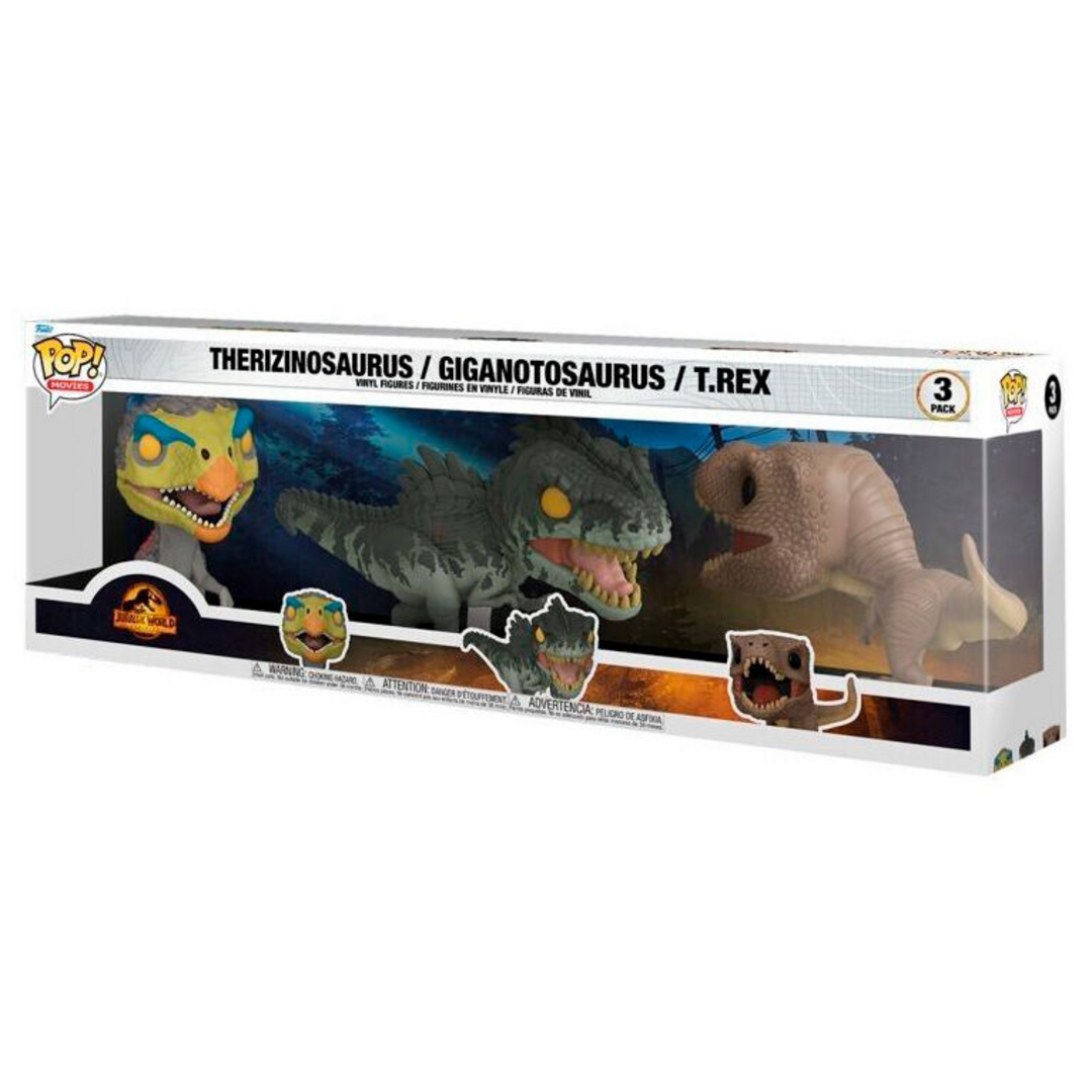 POP Jurassic World: Dominion - Therizinosaurus, Giganotosaurus & T-Rex Vinyl Figure 3-Pack
