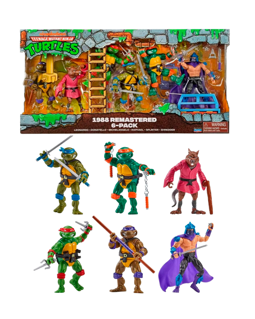 Pack 6 figuras las tortugas ninja 1988 remastered playmates toys