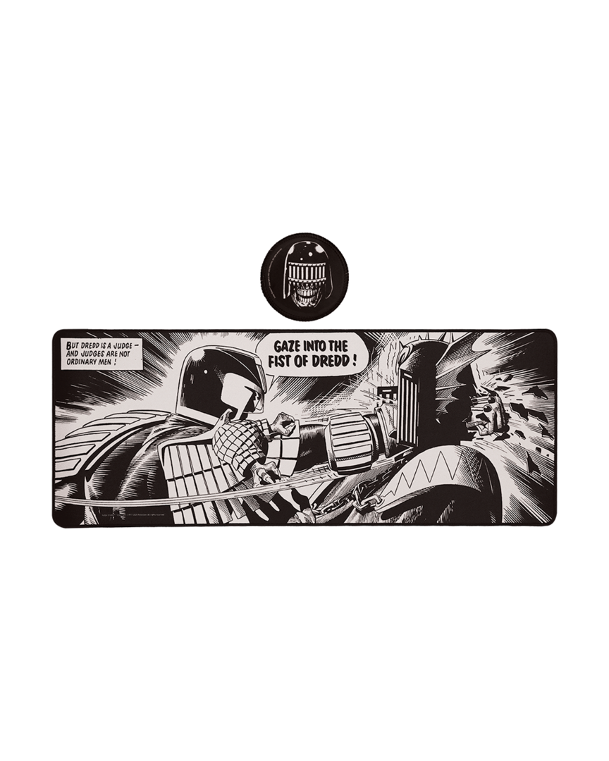 Set alfombrilla y posavasos xl 2000 ad juez dredd fanattik