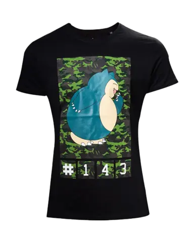 Camiseta negra Snorlax Pokémon Camo Talla M