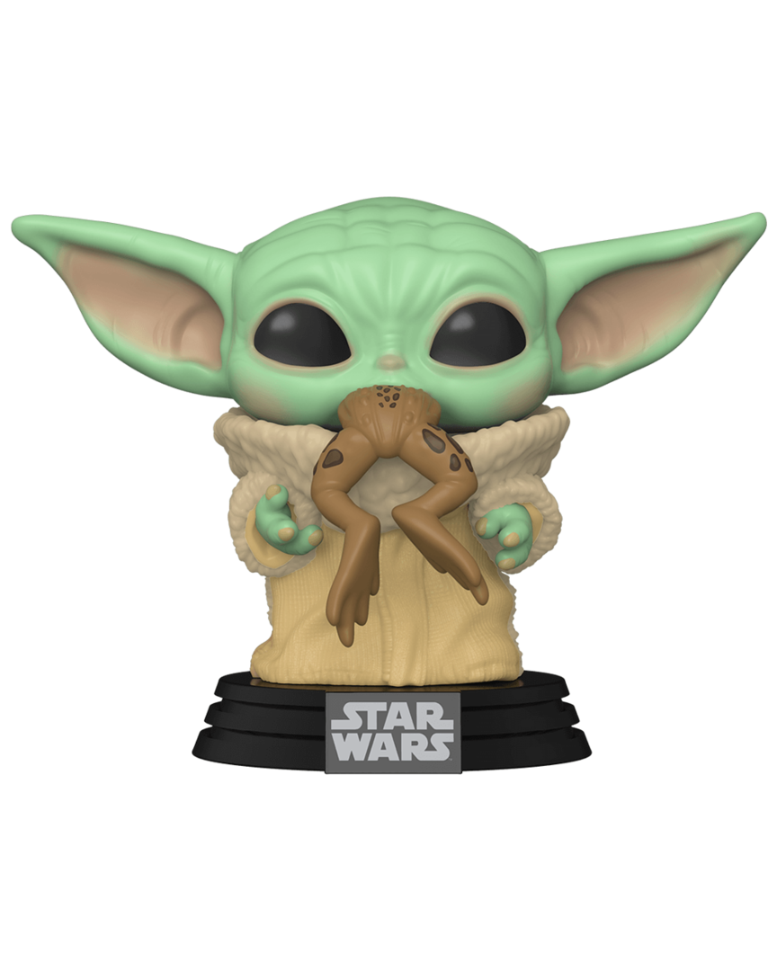 Figura pop! baby yoda con rana star wars the mandalorian
