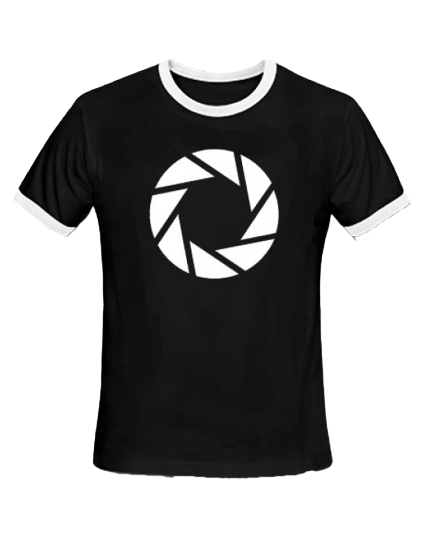 Camiseta negra símbolo apertura portal 2 talla s