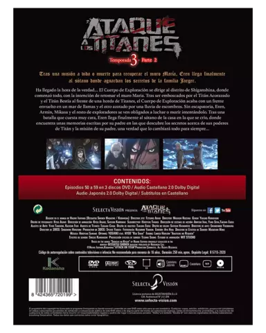 Comprar DVD Ataque a Los Titanes Temporada 3 Completa (Ep: 38 a 59) Estándar DVD screen 1