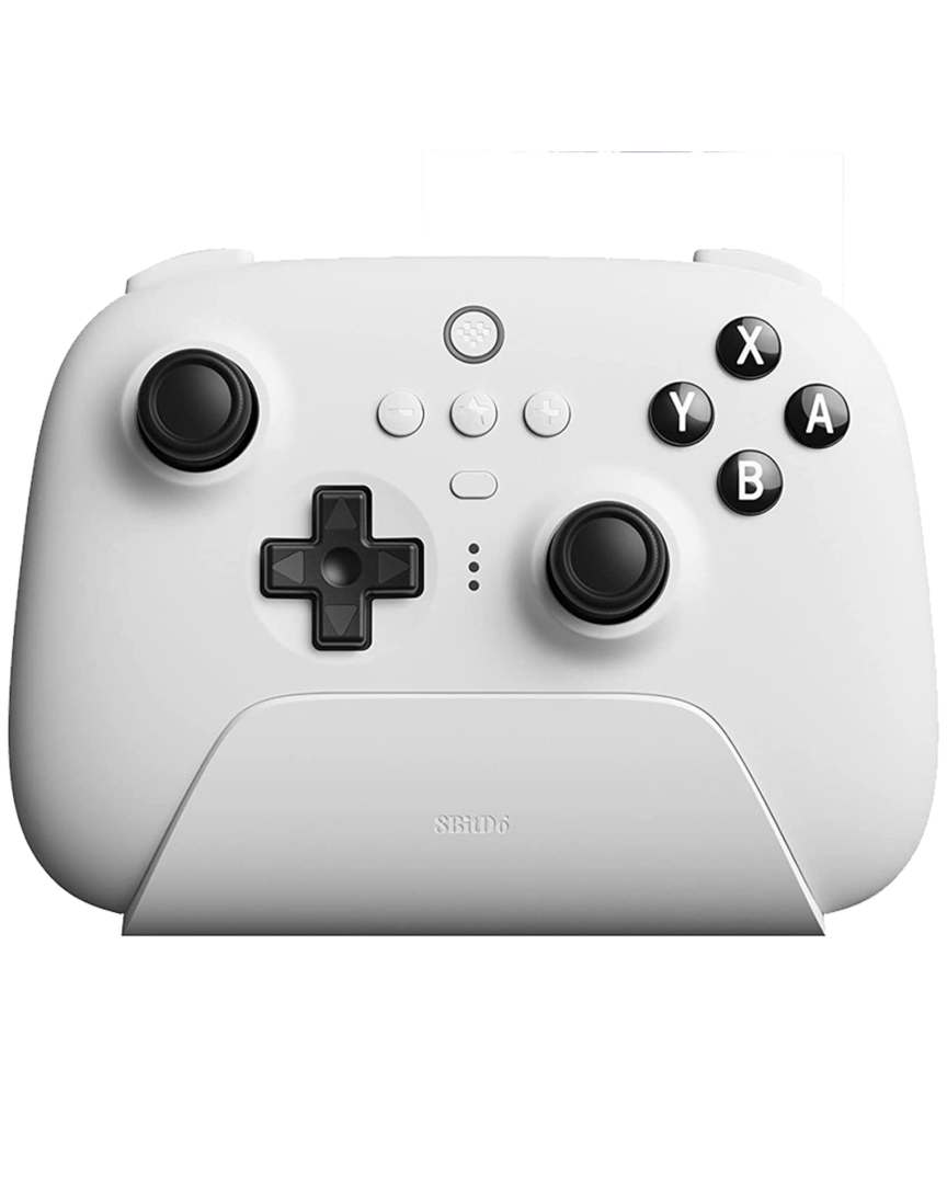 Mando ultimate 8bitdo wireless blanco con base de carga para nintendo switch/pc
