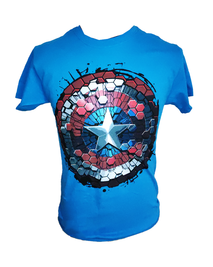 Camiseta azul marvel escudo capitán américa talla s