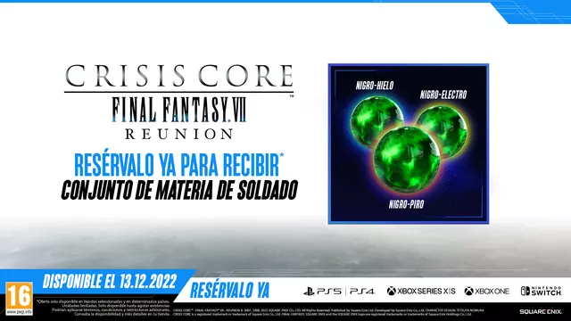 DLC Conjunto de Materia de Soldado - Crisis Core Final Fantasy VII Reunión - Switch