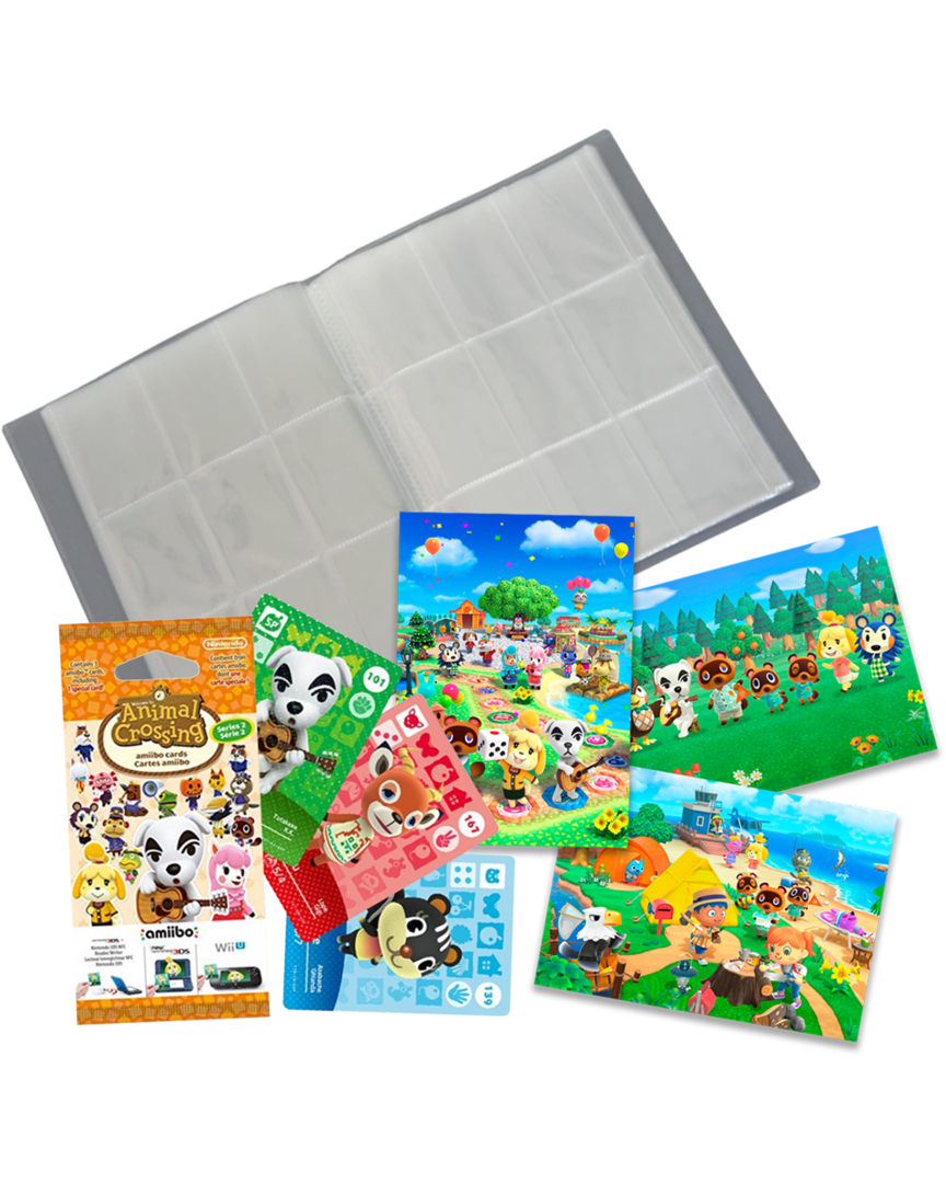 Pack 3 Tarjetas amiibo Animal Crossing Serie 2 + Album para Cartas Coleccionista + Set de Postales Animal Crossing