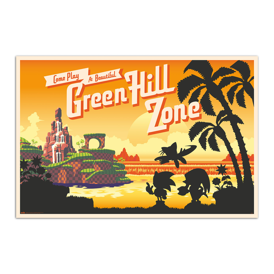 Poster sonic the hedgehog - come play at beautiful green hill zone
