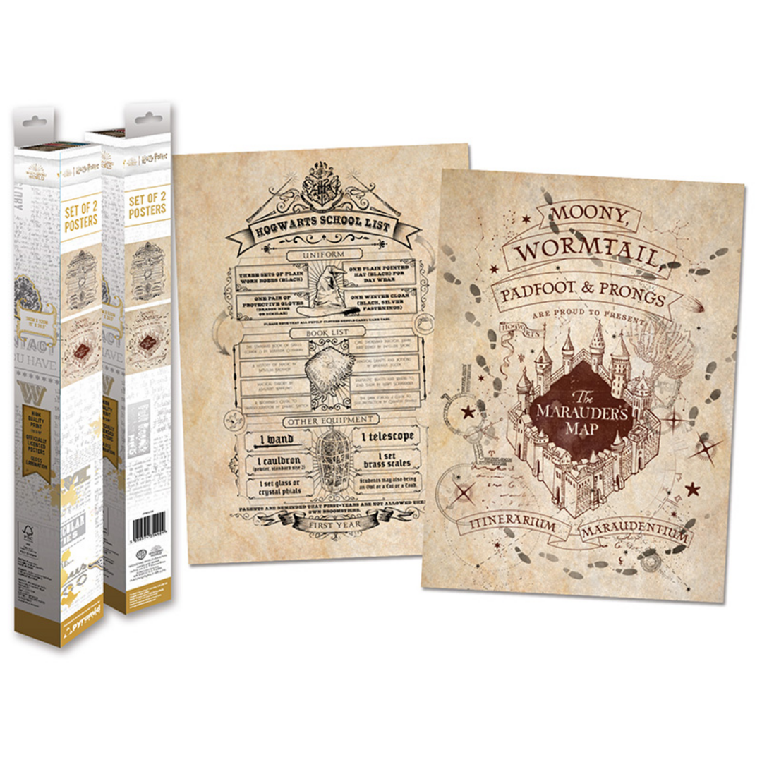 Harry potter - póster en caja map and school list