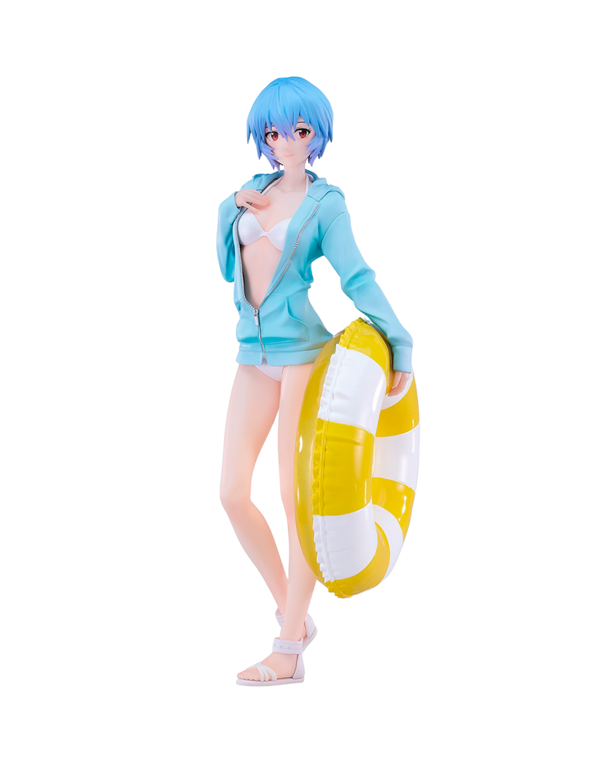 Figura rei ayanami rebuild of evangelion beach queens pop up parade l 22cm