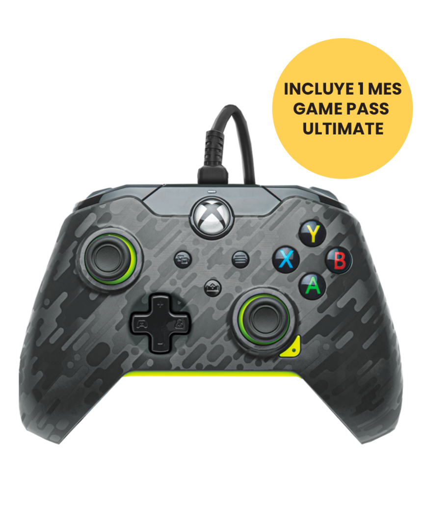 Mando electric carbon camo/ amarillo licenciado con cable