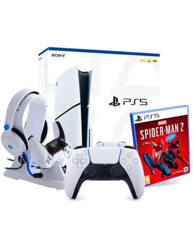 Consola PS5 Slim 1TB + Marvel's Spider-Man 2 + Mando DualSense + Gaming Station