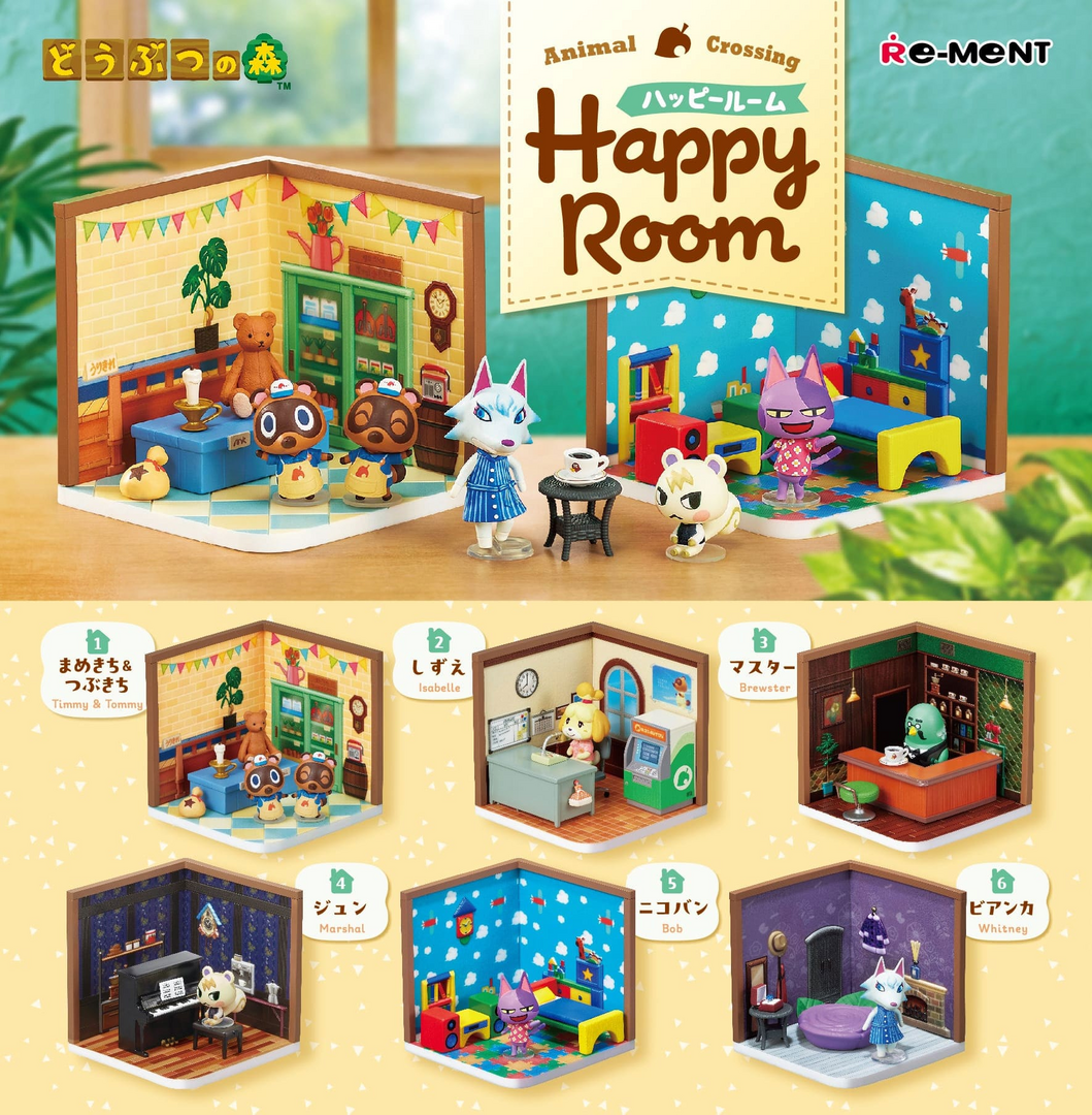 Pack 6 figuras animal crossing happy room re-ment