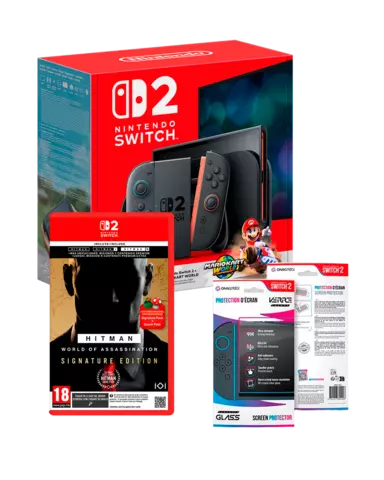 Nintendo Switch 2 Consola + Mario Kart World + Hitman + Oniverse Screen Protector