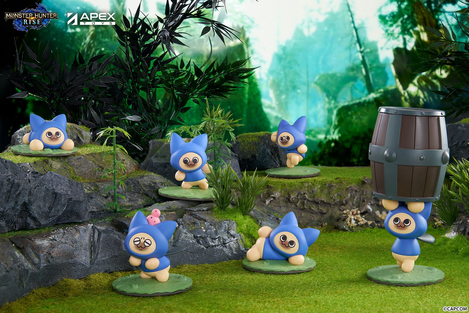 Pack 6 figuras felyne cat monster hunter rise apex innovation
