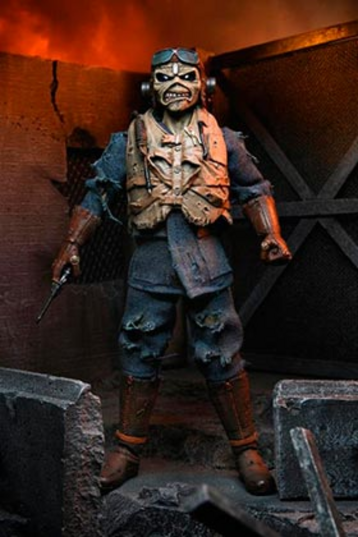 Eddie aces high con ropa estilo retro figura 20 cm iron maiden reissue
