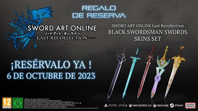 Set de Skins para Espadas Black Swordsman - SAO Last Recollection - Xbox