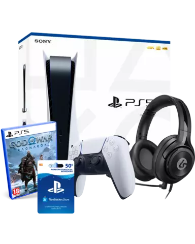 Comprar Consola PS5 + Mando DualSense Blanco + God of War: Ragnarök + Tarjeta PSN 50€ + Auriculares Gaming LucidSound LS10 - PS5, Pack Auriculares