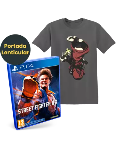 Street Fighter 6 Edición Lenticular + Camiseta Ken Street Fighter Gris Talla L