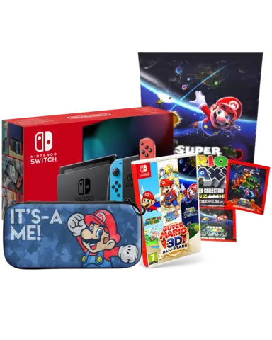 Comprar Nintendo Switch JoyCon Neon + Super Mario 3D All-Stars + Funda Slim Travel Mario Camo Switch Pack Switch Neon