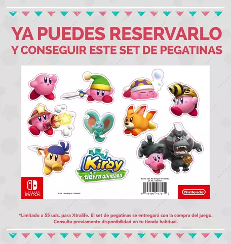 Comprar Kirby y la Tierra Olvidada + Set de Pegatinas Oficial Switch Juego + Pegatinas