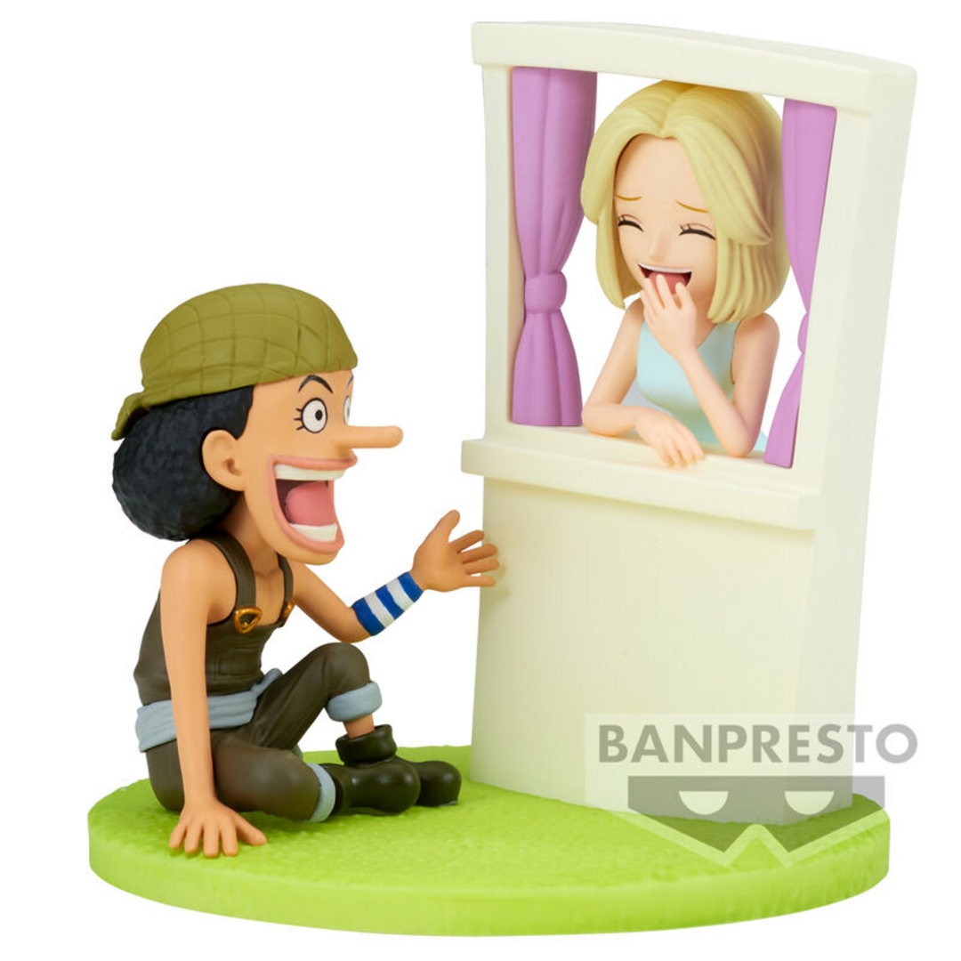 Banpresto BP88702P Figura de Acción Usopp&Kaya One Piece World Collectable, Log Stories, 7 cm, Multicolor