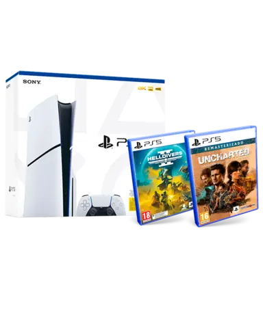 Comprar Consola PS5 Slim Chassis D 1TB + Uncharted Colección Legado de los Ladrones + Helldivers II PS5 Pack Uncharted + Helldivers II