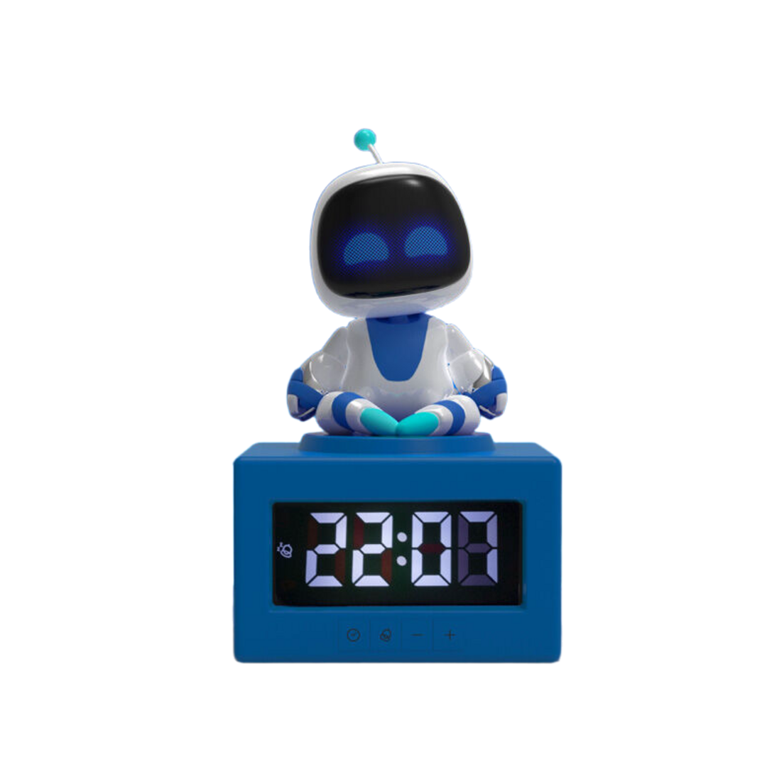 Paladone Astro Bot Icon - Reloj despertador digital con función de repetición y luz nocturna, funciona con pilas de 17 cm, reloj con figura de Astro Bot para niños y jugadores