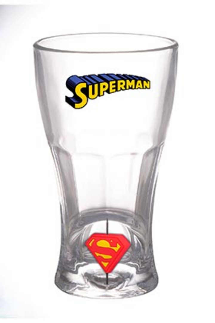 Superman Logo Vaso Refresco Cristal Emblema Giratorio 3D Dc Comics