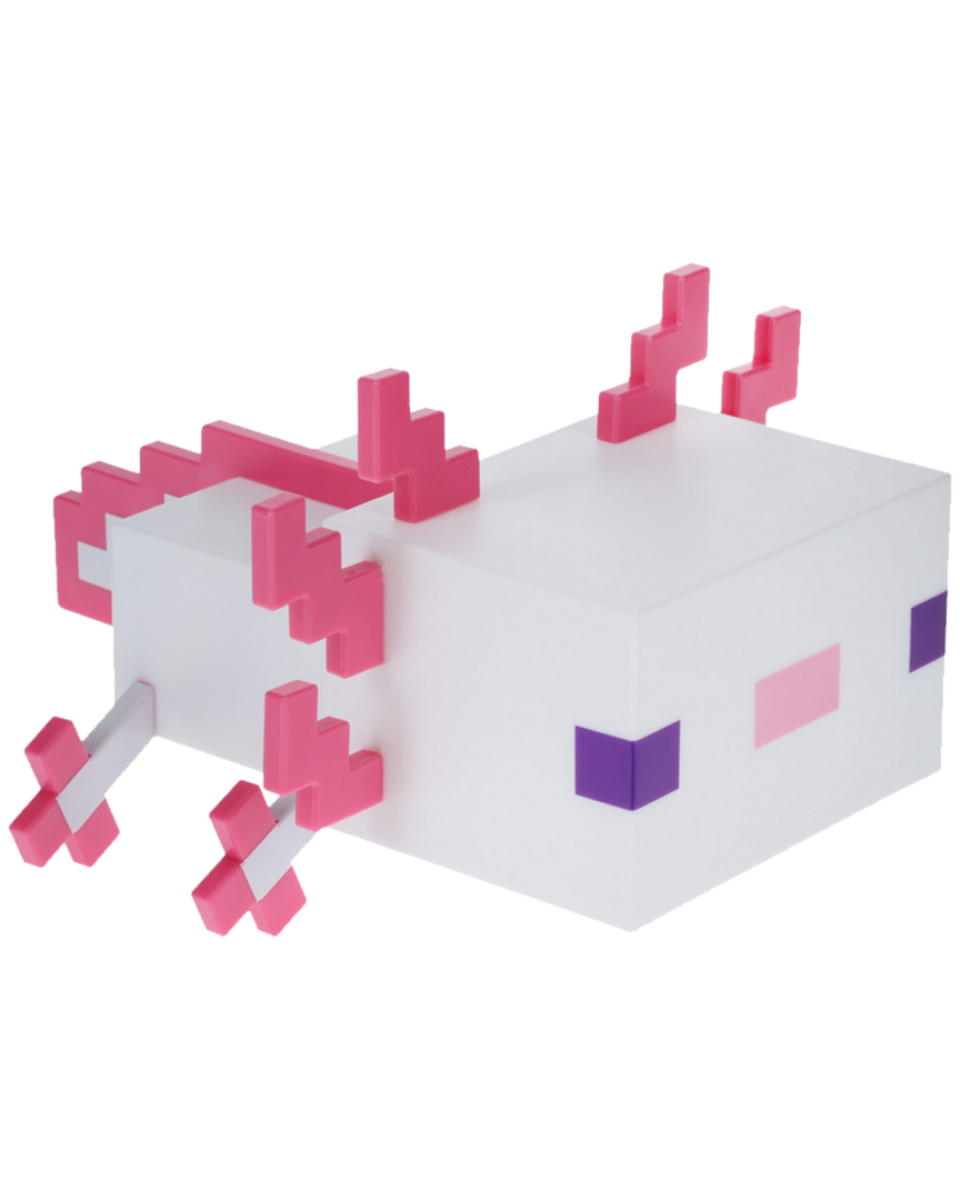 Luz Axolotl Minecraft - Lámpara Oficial con 5 Modos de Color, Decoración para Gamers, Funciona a Pilas